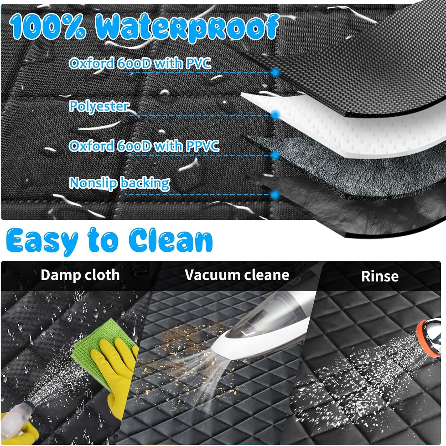 6-In-1 Dog Car Seat Cover for Back Seat, Waterproof Dog Car Hammock with Mesh Window & Side Flap, Pet Backseat Protector for Car, SUV, Truck