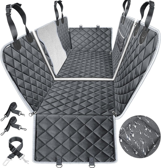 6-In-1 Dog Car Seat Cover for Back Seat, Waterproof Dog Car Hammock with Mesh Window & Side Flap, Pet Backseat Protector for Car, SUV, Truck