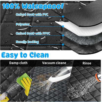 6-In-1 Dog Car Seat Cover for Back Seat, Waterproof Dog Car Hammock with Mesh Window & Side Flap, Pet Backseat Protector for Car, SUV, Truck